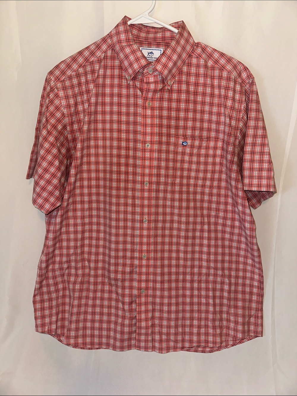 Southern Tide Classic Fit Plaid Short Sleeve Button Down Shirt Men’s Large